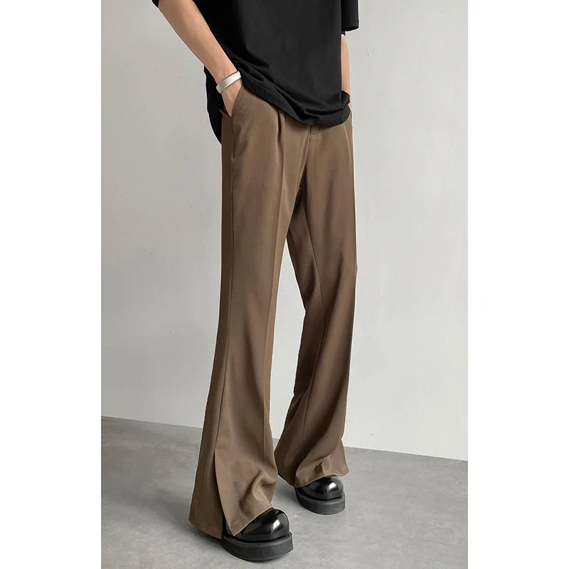 HEARUJOY  -  Brown Black Suit Pants Men Fashion Social Mens Dress Pants Korean Casual Loose Flared Pants Mens Office Formal Trousers M-2XL
