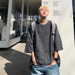 HEARUJOY  -  Man Tee Shirts American Style Plain Cotton T Shirt for Men Oversized Ordinary Aesthetic Clothing Summer Original Party Kpop Top