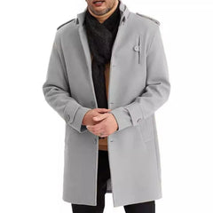 HEARUJOY  -  Spring and Autumn New Men's Solid Color Y2K Wool Coat Fashion Trend Casual Daily Single-Breasted Mid-Length Windbreaker Men
