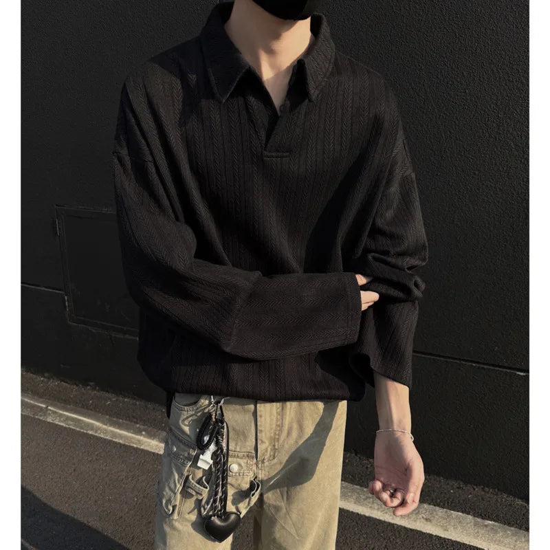 HEARUJOY  -  Spring Beige Hoodie Men Fashion Casual Lapel Sweatshirt Men Streetwear Korean Loose Black Pullover Hoodie Mens Hoody M-3XL