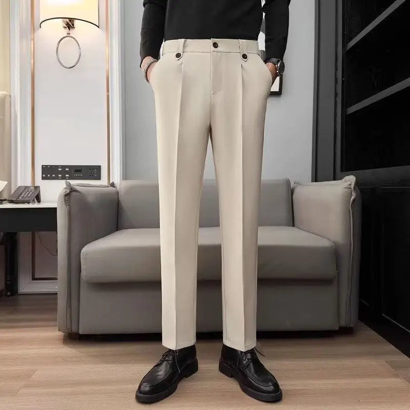 HEARUJOY  -  New Casual Business Trousers Trendy Slim Men's Korean Version Nine Points Pants