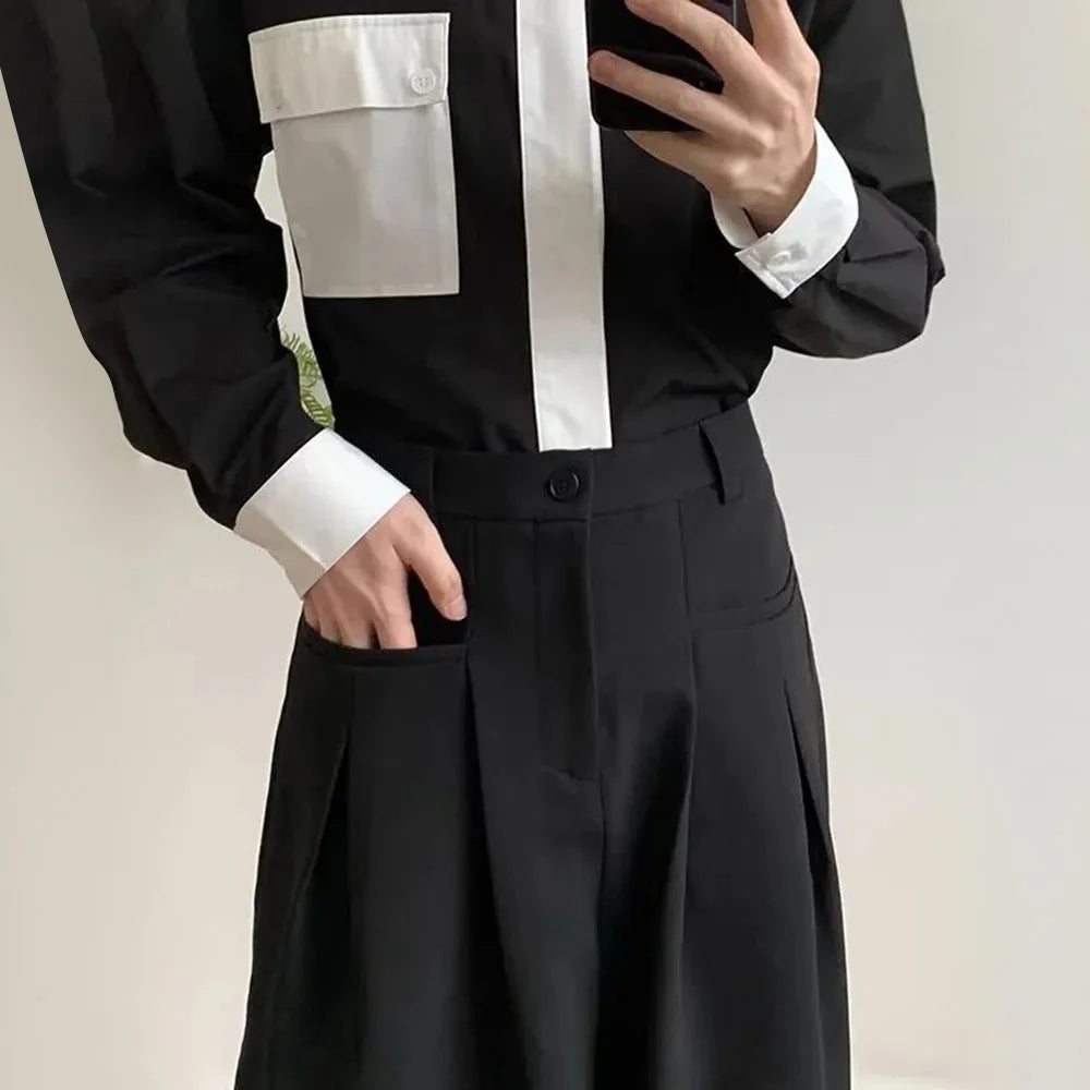 HEARUJOY  -  Mens Suit Trousers Pocket Casual Wide Leg Pants Summer Office Business All-Match Elegant British Straight Pants Men'S Clothing