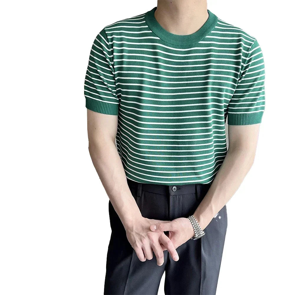 HEARUJOY  -  Crew Neck Blouse Men Korean Style T-shirt Applicable Gender Men Brand New Condition Korean Style Fashion Summer Casual Outfit