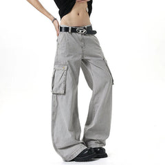 HEARUJOY  -  New Summer Men's Pant Solid Color Washing American Style Lager Multi-pocket Cargo Trousets Wide Leg Male Bottom 2025 9W3478