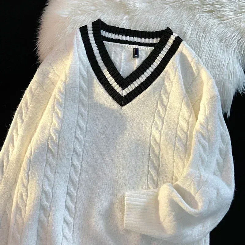 HEARUJOY  -  Men's New Autumn and Winter Sweater Base Shirt Men's V-neck Design All Comfortable Lazy Wind Warm Can Wear Sweater Men