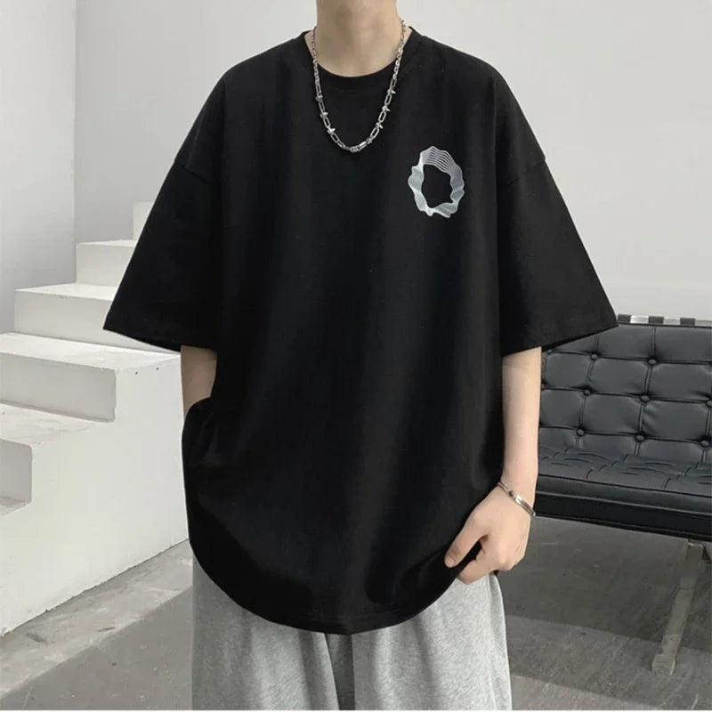 Hearujoy Korean Fashion Oversized T Shirt Summer Burgundy Retro Graphic T Shirts Short-sleeved Cotton Loose Streetwear Y2K Tops for Women