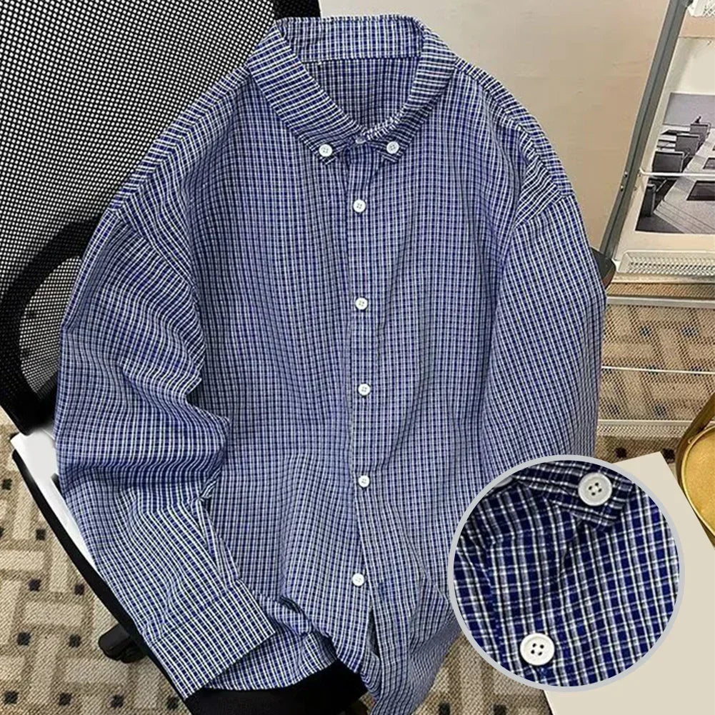 HEARUJOY  -  Button Up Shirt Mens Casual Tops Casual Gatherings Casual All Season Wear Daily Wear Lightweight Material Loose Fit Design