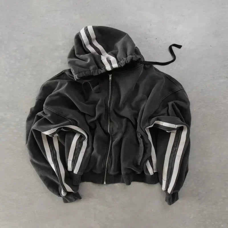 Hearujoy Affliction Hoodie Retro Gothic Skull Oversize Zipper Hoodie Mens Womens Hip Hop Casual Sweatshirt Personality Hooded Jacket Coat