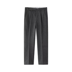 HEARUJOY  -  Korean Fashion Woolen Suit Pant Men Waist Button Straight Trouser Autumn Winter Business Casual Loose Light Mature Style Pants