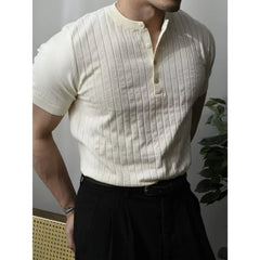 HEARUJOY  -  Summer Men Solid Zipper Knitted Polo Shirt Streetwear Fashion Male Clothes Lapel Slim Basic Business Casual Short Sleeve Tops
