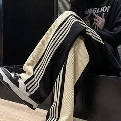 Hearujoy Trousers Summer Men's Sweatpants Thin Striped Straight Male Sports Pants Wide Leg Big Size Korean Y2k Fashion 2024 Casual Long