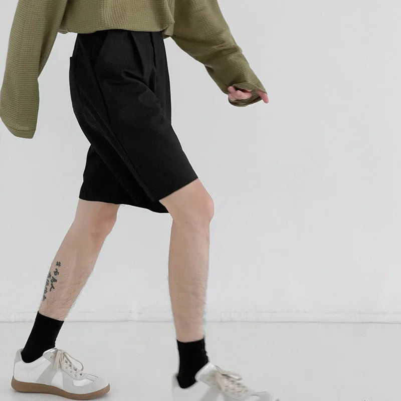 HEARUJOY  -  Summer Black Suit Shorts Men Fashion Social Mens Dress Shorts Korean Loose Straight Casual Shorts Mens Office Formal Shorts