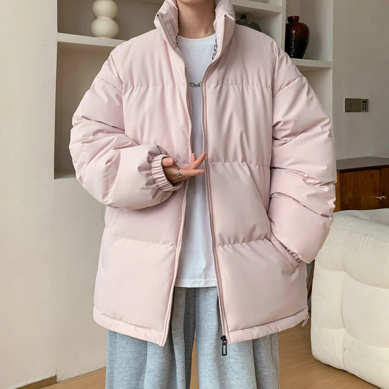 HEARUJOY  -  Fashion Oversized Parka Coats Men Korean Winter Cotton Padded Jacket Thick Warm Puffer Jacket Windbreaker Bubble Coat