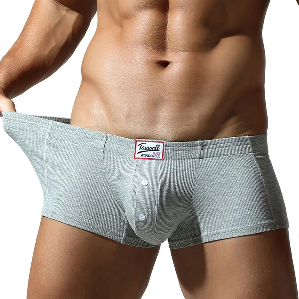 HEARUJOY  -  Men Solid Sports Boxers Short Underwear Breathable Bulge Pouch Underpants Low Waist Boxer Trunk Soft
