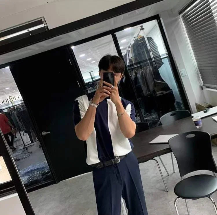 HEARUJOY  -  Tops Slim Fit Men's T-shirt Male Tees Shirts Striped Chic Korean Popular Clothes Funny Stylish Streetwear Wholesale Harajuku Hot