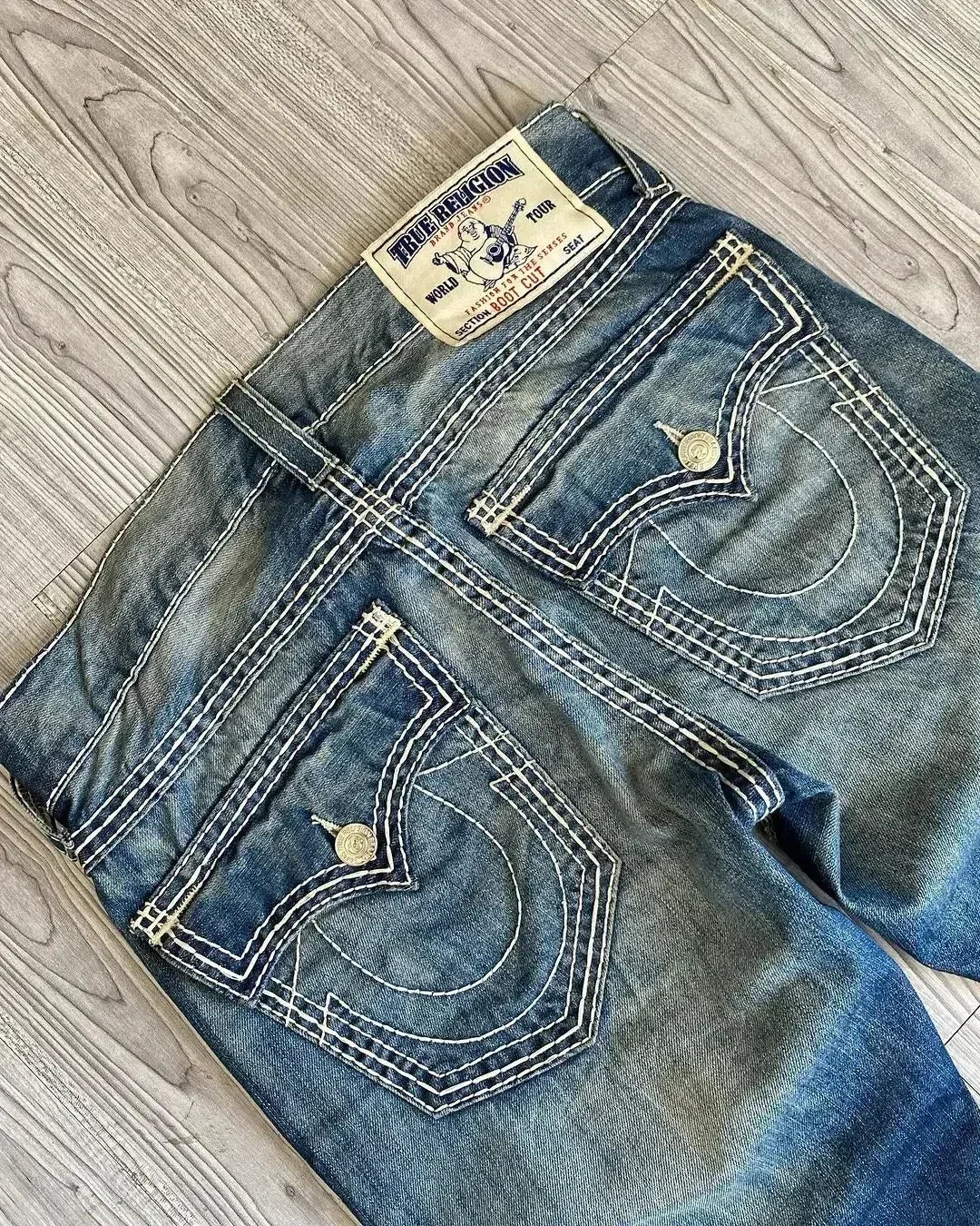 Hearujoy Y2K New Line Embroidered Red Denim Mid Pants American Retro Gothic Jeans Men Street Hip Hop Harajuku Punk Loose Wide Legs Shorts