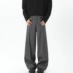 HEARUJOY  -  Grey Black Suit Pants Men Fashion Society Mens Dress Pants Korean Loose Straight Pants Mens Office Formal Trousers Plus Size