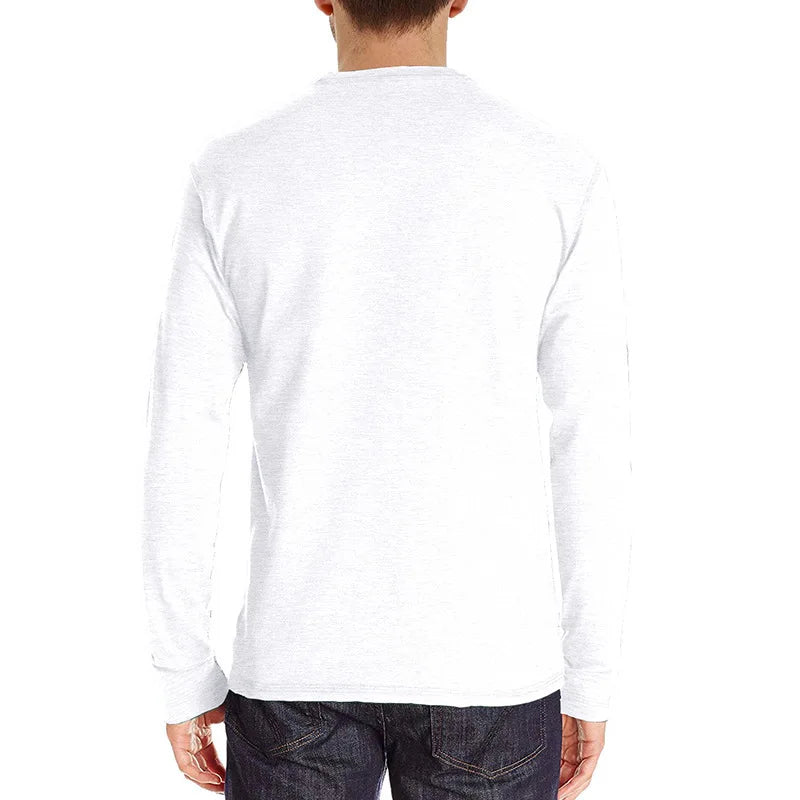 HEARUJOY  -  Spring New Fashion T Shirt Men Basic O Neck Button Long Sleeve T-Shirts Casual Solid Color Breathable Henley Top Tees