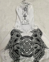 Hearujoy Affliction Hoodie Retro Gothic Skull Oversize Zipper Hoodie Mens Womens Hip Hop Casual Sweatshirt Personality Hooded Jacket Coat