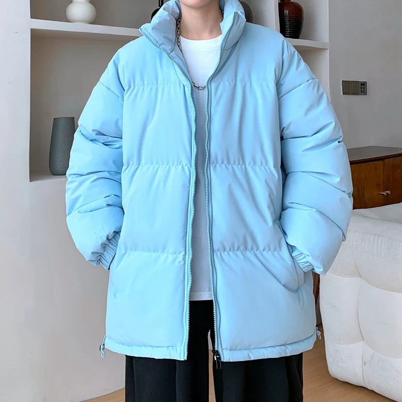 HEARUJOY  -  Fashion Oversized Parka Coats Men Korean Winter Cotton Padded Jacket Thick Warm Puffer Jacket Windbreaker Bubble Coat