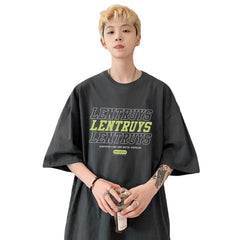 HEARUJOY  -  T Shirt Oversized Cotton For Men White 5XL Men's Letter Print T-shirts Male Casual Wear Summer Tee Shirts Unisex Big Size