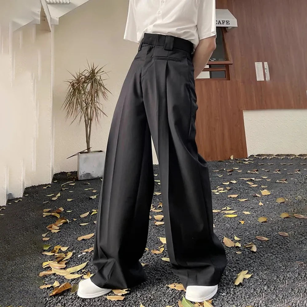 HEARUJOY  -  Mens Trousers Reverse Design Front Pocket Wide Leg Pants Autumn Fashion Couple Versatile Simple Daily Casual Pants Unisex