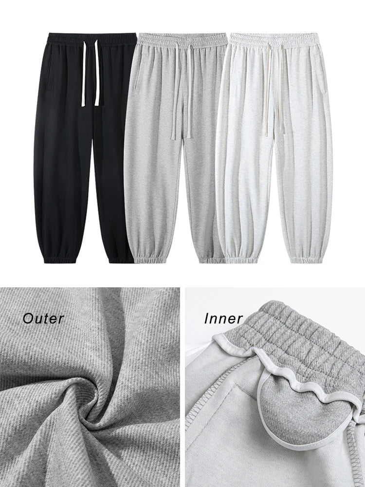 Hearujoy 2024 New Spring Summer Men's Joggers Sweatpants Korean Fashion Band Waist Sportswear Cotton Knit Track Pants Loose Home Trousers