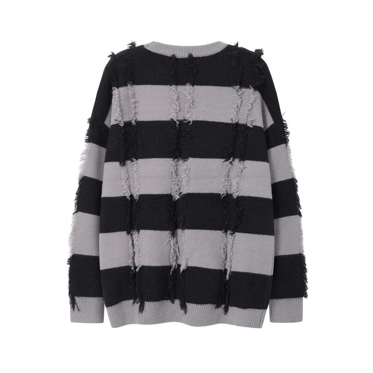 Hearujoy Contrast Color Twist Striped Pullover Men's and Women's Sweater Crew Neck Casual Fall Knitted Sweater Oversized Loose Wool Tops