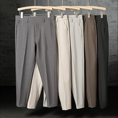 HEARUJOY  -  New Fashion Male Suit Pants Light Luxury Draped Cropped Button-down Business Casual Pants Premium Slim-fit Elegant Dress Trouser