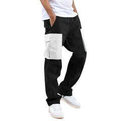 HEARUJOY  -  Men's Summer Color-block Pocket Loose Cargo Pants, Elastic Waist Casual All-season Trousers
