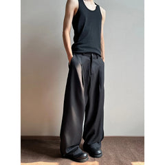 HEARUJOY  -  Grey Suit Pants Men Oversized Fashion Society Mens Black Dress Pants Korean Loose Wide Leg Pants Mens Office Formal Trousers