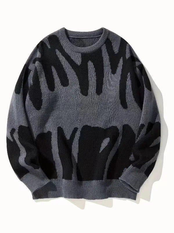 HEARUJOY  -  Autumn Winter Men Knitted Sweaters Irregular Jacquard Pattern Pullovers Thicken Warm Tops Male Casual Round Neck Knitwear
