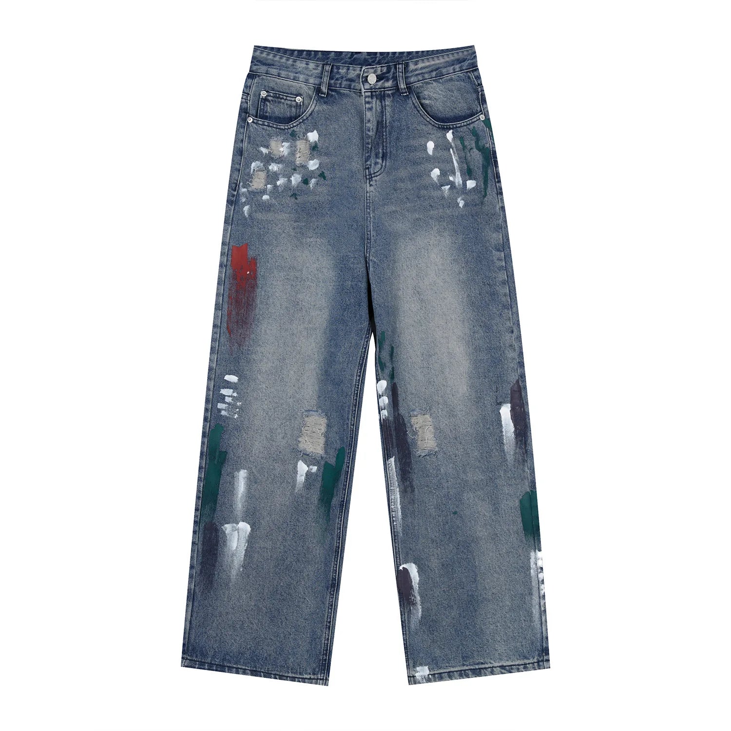 Hearujoy Oversize Graphic Jeans Y2k Men Ripped Jeans Pants With Print Blue Denim Trousers Male Punk Japanese Streetwear Hip Hop
