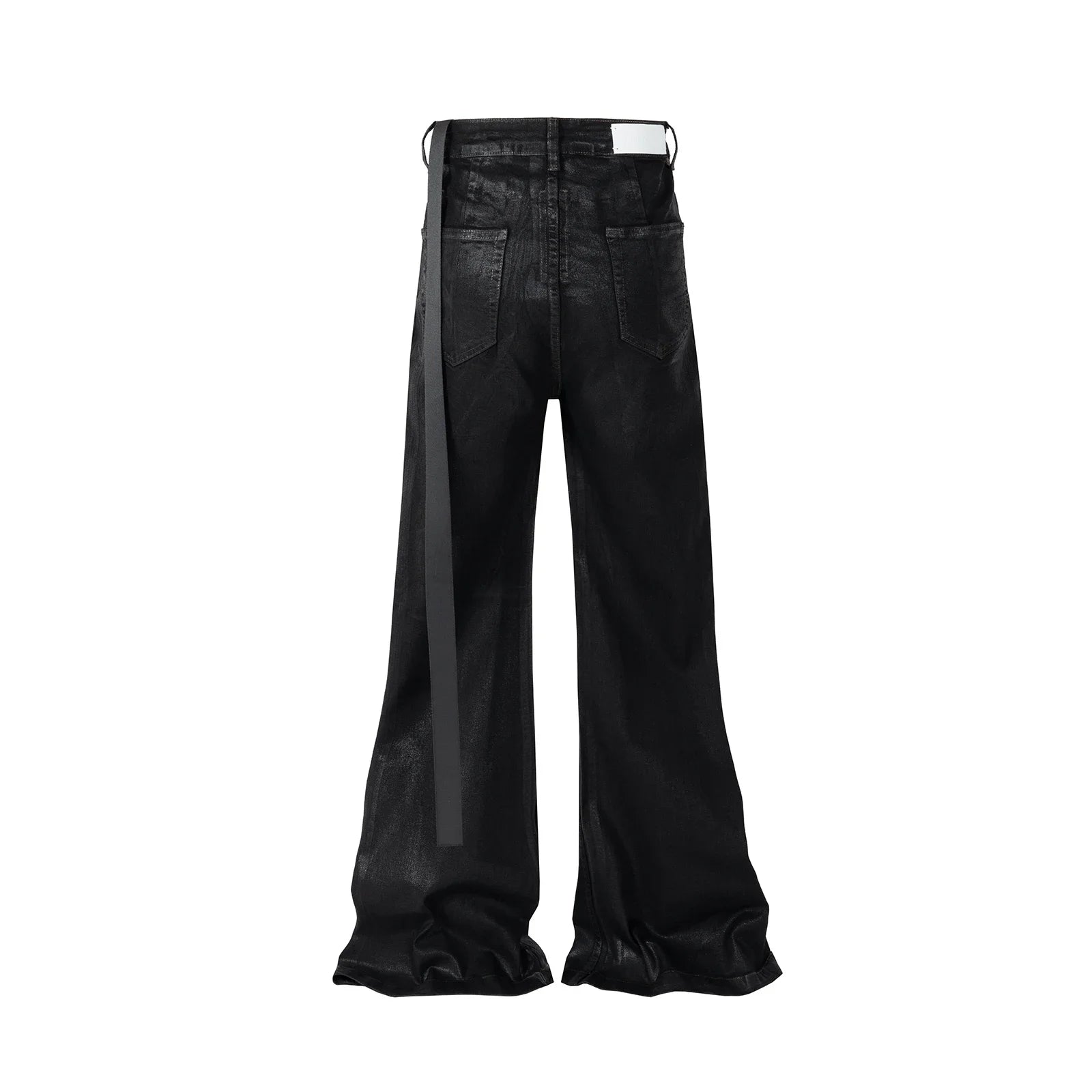 Hearujoy Streetwear Black Wax Leather Strecth Jeans for Men Ropa Hombre Baggy Y2k Flare Pants Oversized Straight Denim Trousers