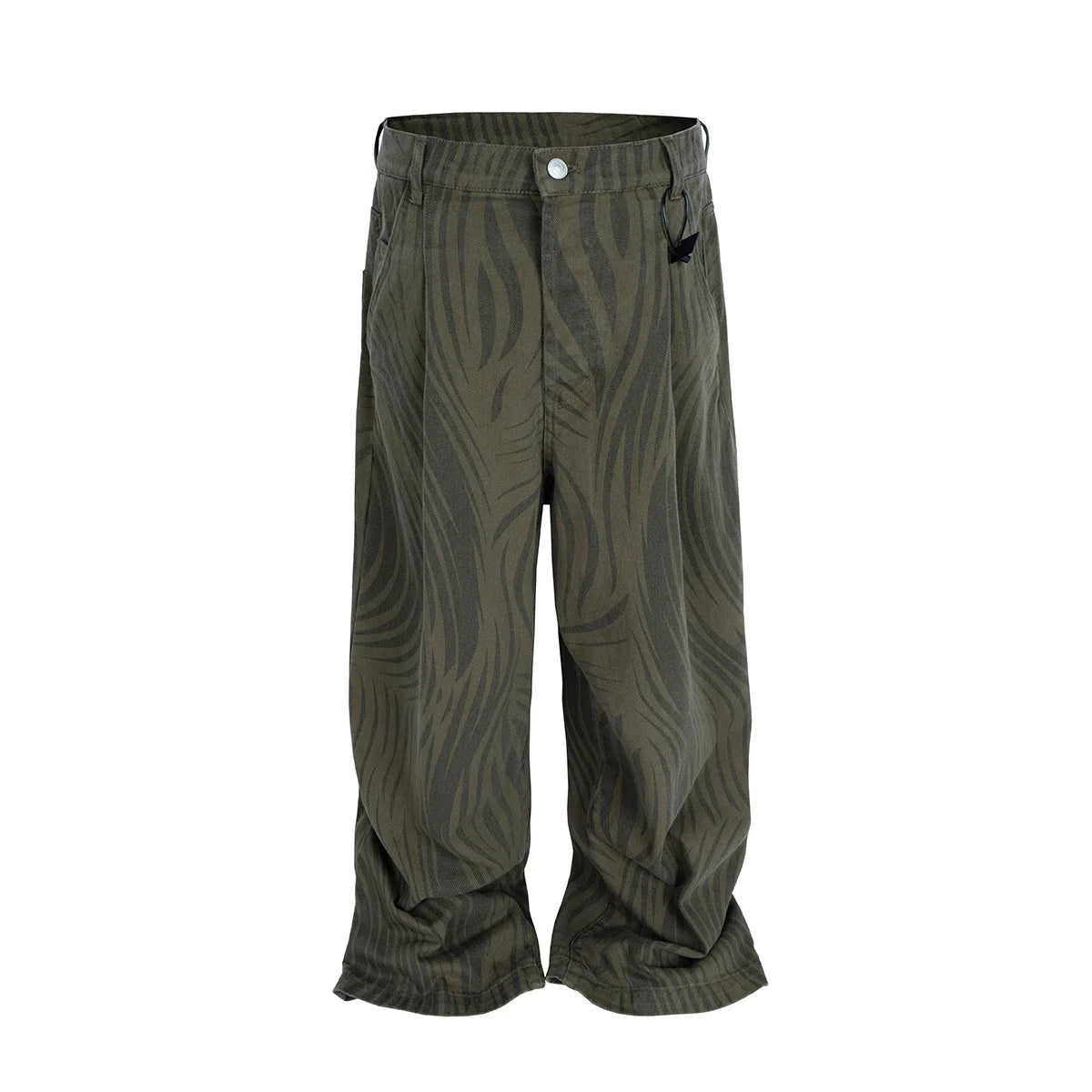 Hearujoy Streetwear Vintage Water Ripple Thread Printed Jeans for Men Patchwork Straight Wide Leg Baggy Denim Pants Oversize Loose Cargos