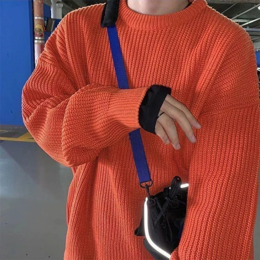HEARUJOY  -  Korean Fashion Sweaters Men Autumn Solid Color Wool Sweaters Slim Fit Men Streetwear Mens Clothes Knitted Sweater Men Pullovers