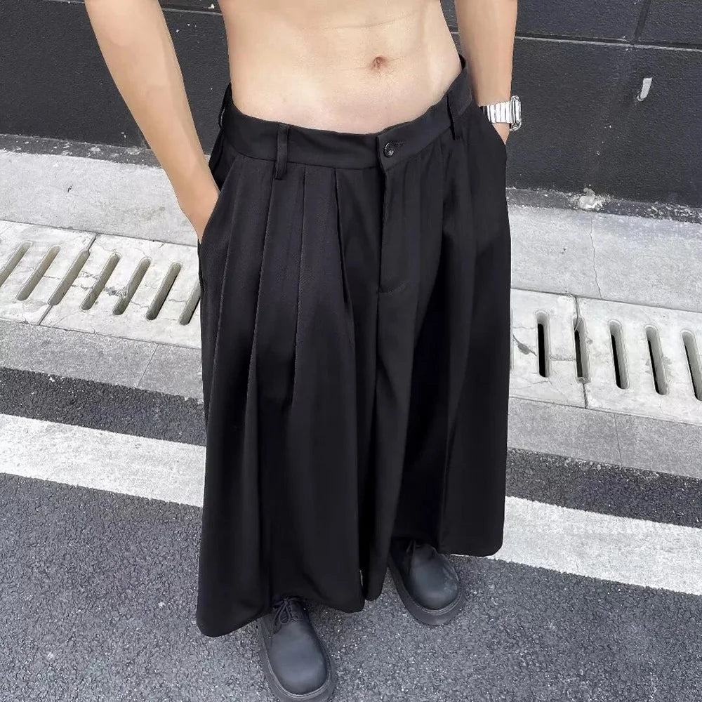 HEARUJOY  -  Dark Gothic Plain Skirt Pants Genderless Spring Y2k Japanese Streetwear Daily Comfortable Samurai Pants Hakama Unisex