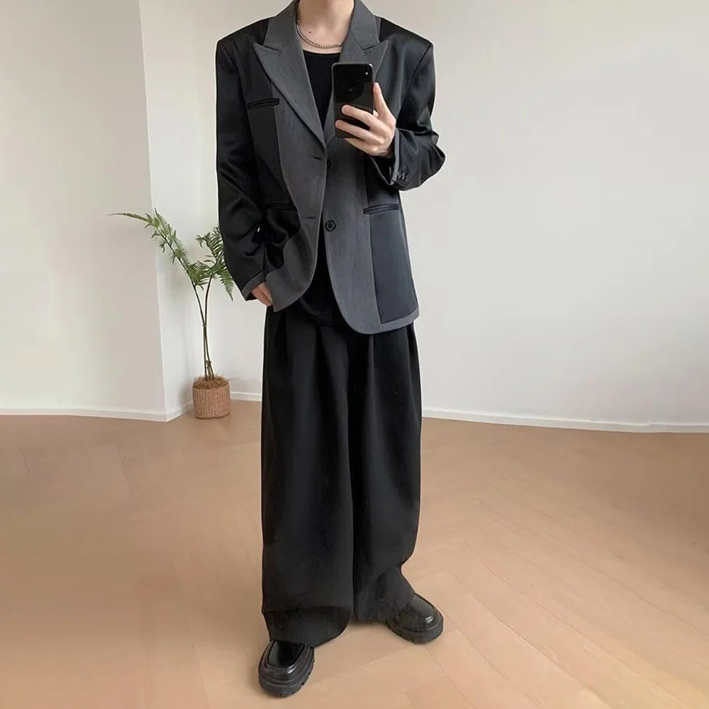 HEARUJOY  -  Mens Suit Trousers Pocket Casual Wide Leg Pants Summer Office Business All-Match Elegant British Straight Pants Men'S Clothing