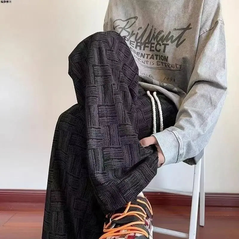 HEARUJOY  -  Summer Straight Chino Corduroy Men's Spring New Fashion Retro Sports Pants Loose Wide-legged Casual