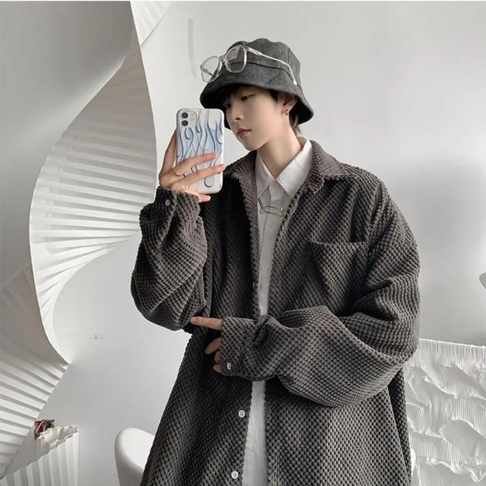 HEARUJOY  -  New Men's Corduroy Shirt Jacket Handsome Long-sleeved Top
