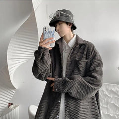 HEARUJOY  -  New Men's Corduroy Shirt Jacket Handsome Long-sleeved Top