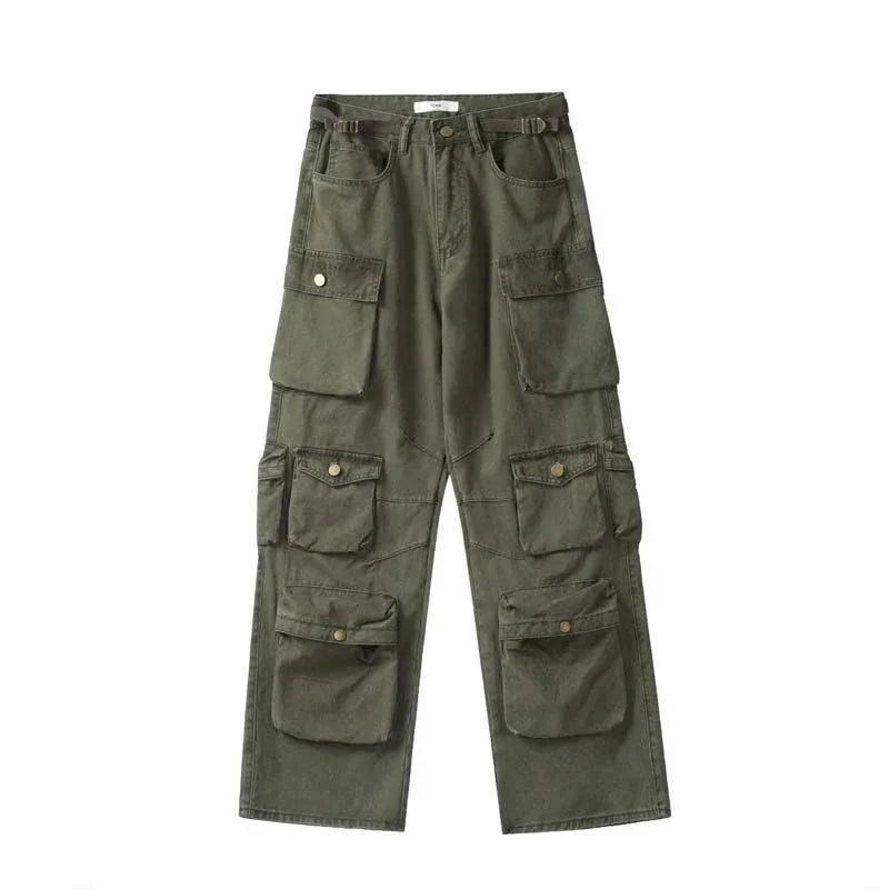 Hearujoy New American Cargo Pants Women High Waisted Baggy Jeans Retro Street Harajuku Couples Y2K Style Mopping Pants Youth Clothing