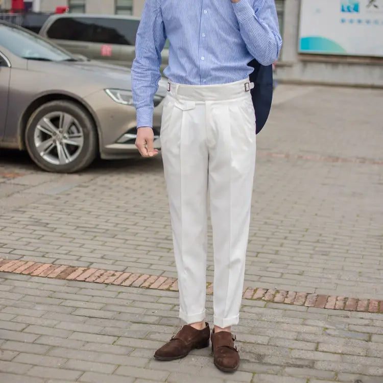 HEARUJOY  -  Vintage Gurkha Pants Men British Style High Waist Casual Straight Trousers Spring Autumn Fashion Loose Ankle-Length Naples Pant