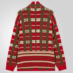 HEARUJOY  -  Men New Mid Length Coat Cardigan Sweaters Turn Down Collar Print Plaid Coats Loose Casual Splice Open Stitch Autumn Winter 2025