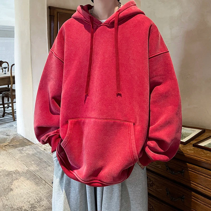 HEARUJOY  -  Men Hooded Hoodies Pullover Autumn Men Sweatshirts Hoodie Men Solid Color Streetwear Basics Hoodie Male Harajuku Clothes