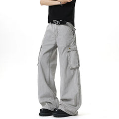 HEARUJOY  -  New Summer Men's Pant Solid Color Washing American Style Lager Multi-pocket Cargo Trousets Wide Leg Male Bottom 2025 9W3478