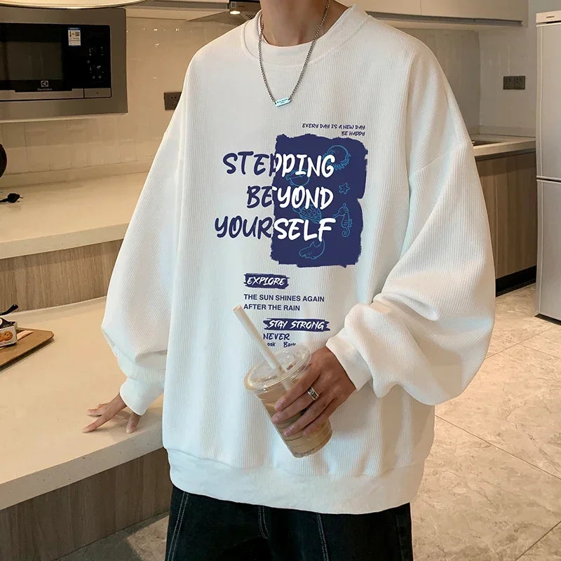 HEARUJOY  -  Funny Men's Oversized Hoodie White Walf Checks Hoodies for Men Fashion Letter Print 5XL Man Casual Wear Hoody Male Sweatshirt