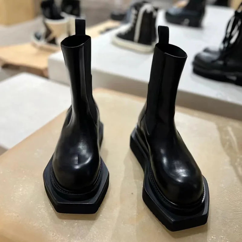 Hearujoy  Chelsea Boots Women Shoes Thick Sole Platform Leather Ankle Boots Casual Knight Shoe New Designer Shoes for Men Motorcycle Boots