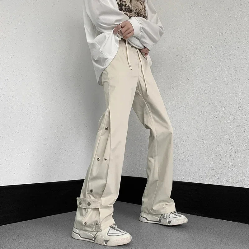 Hearujoy Wide Leg Pants Men Sports Tracksuit Botton Slit Oversize Trousers Male Loose Casual Streetwear Hip Hop Spring and Autumn