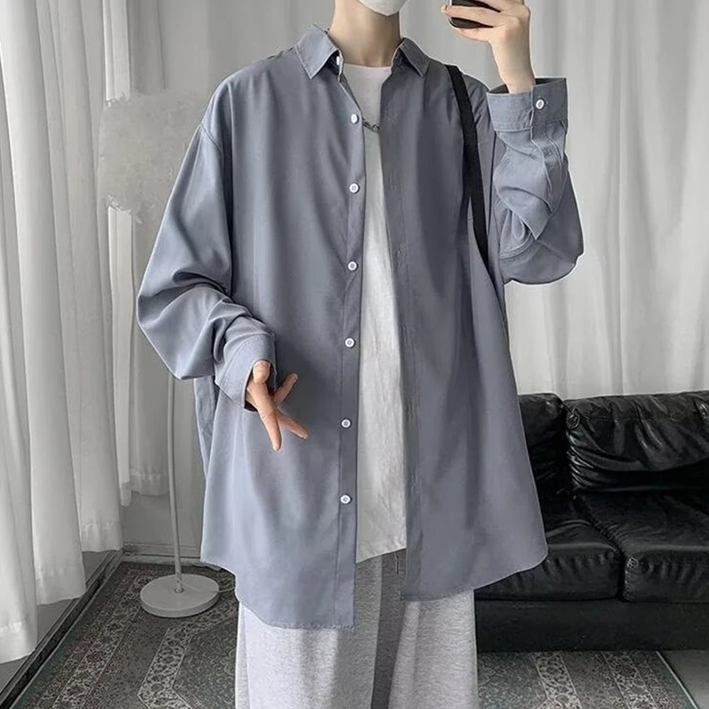 HEARUJOY  -  Casual Korean Style Clothing Harajuku Button Up Blouse Korean Style Shirt Long Sleeve Design Regular Clothing Length